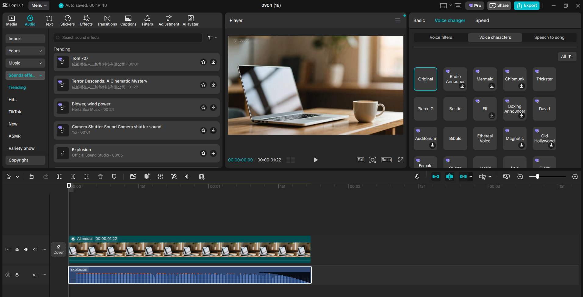 CapCut PC editor with voice changer for easy voice modification