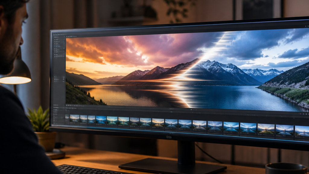 Photo Transitions Video prompt 3 original 16:9 visual