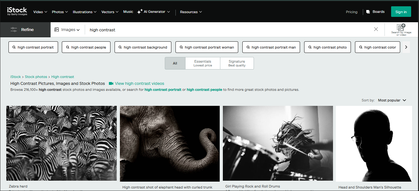 iStock - a reliable option for exploring free high contrast images