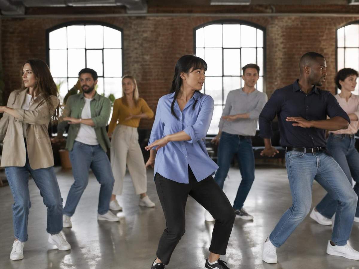 team dance video generator AI prompt cover 3 in 4:3
