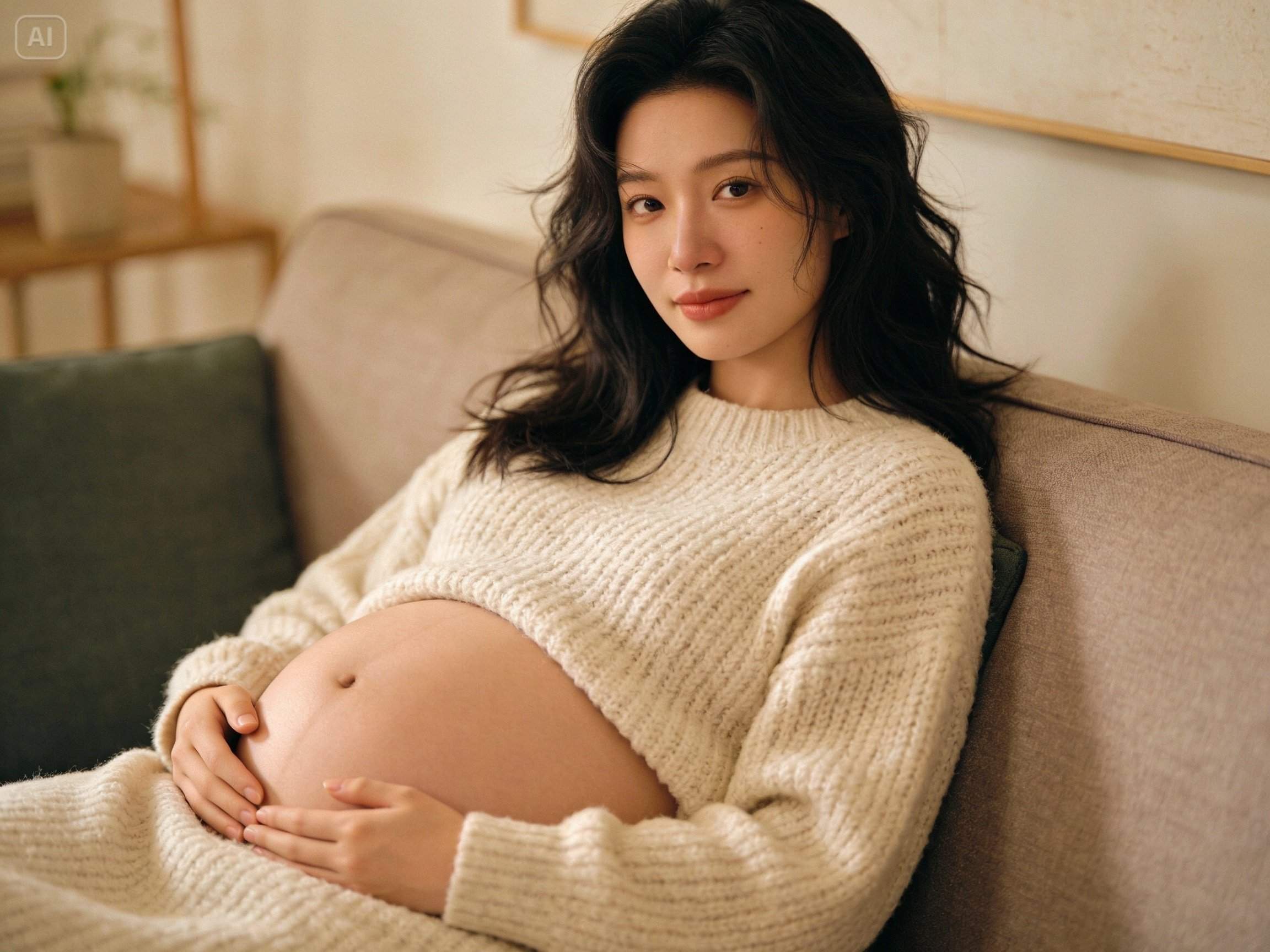 Invite pour une photo de grossesse intérieure confortable