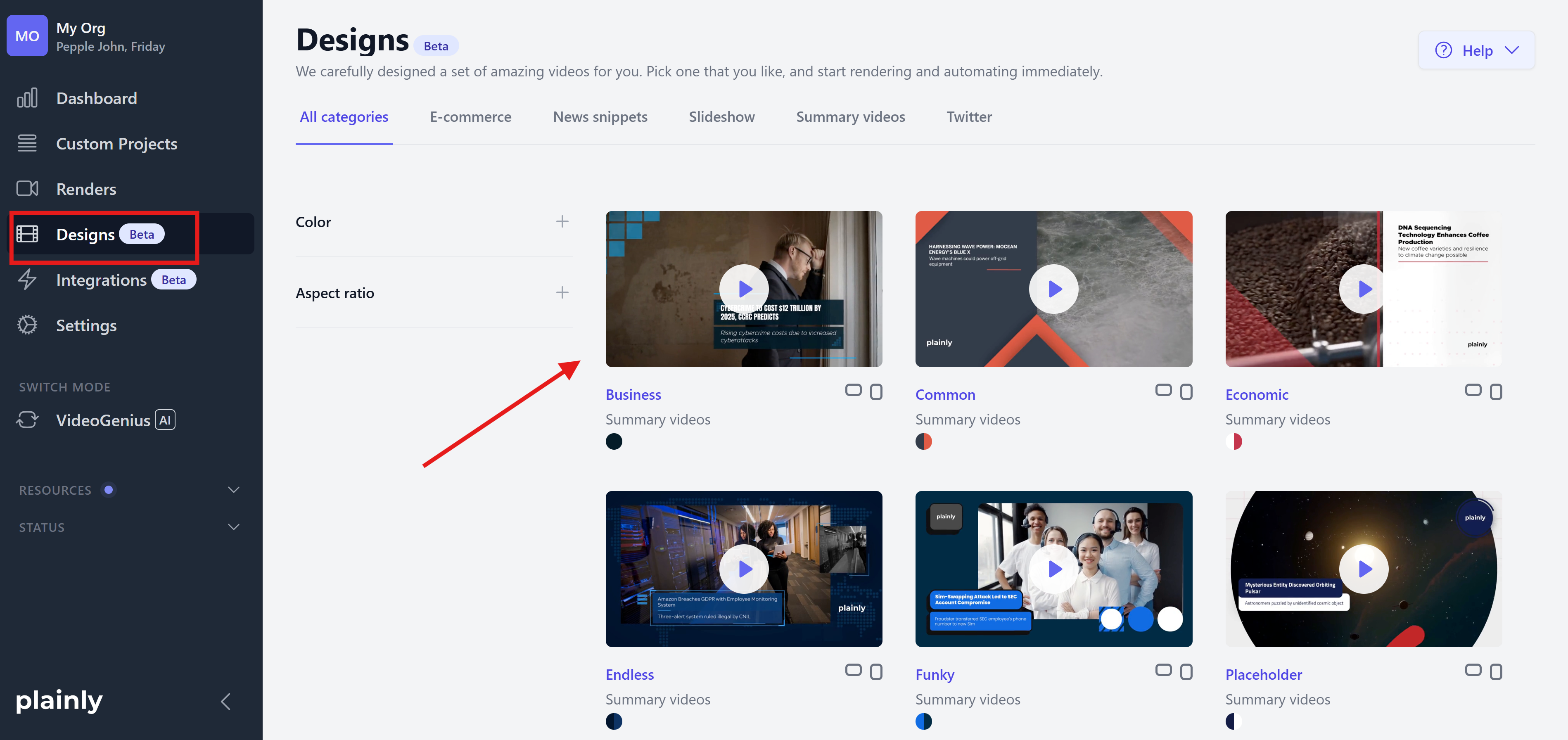 Dynamic video with Plainly