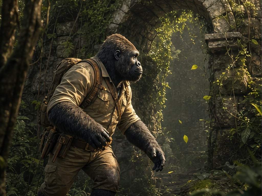 Gorilla Pioneer AI Video prompt example 1 - Jungle discovery