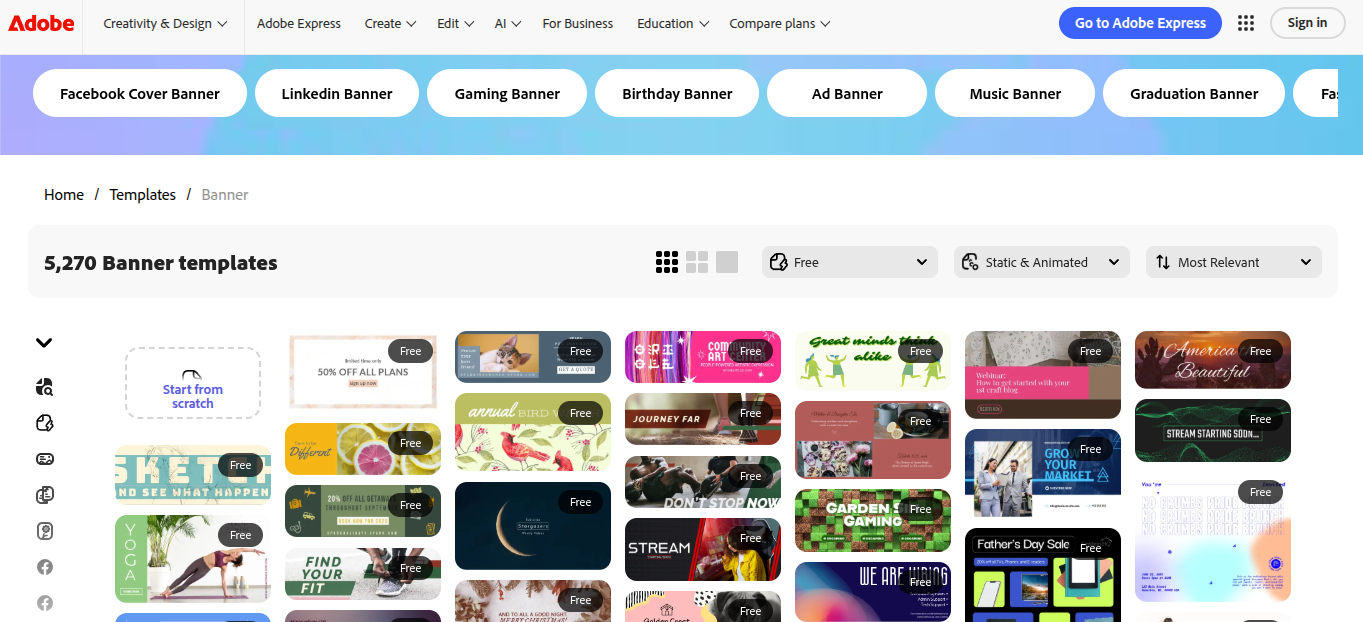 Adobe provides creative tools for designing LinkedIn banners