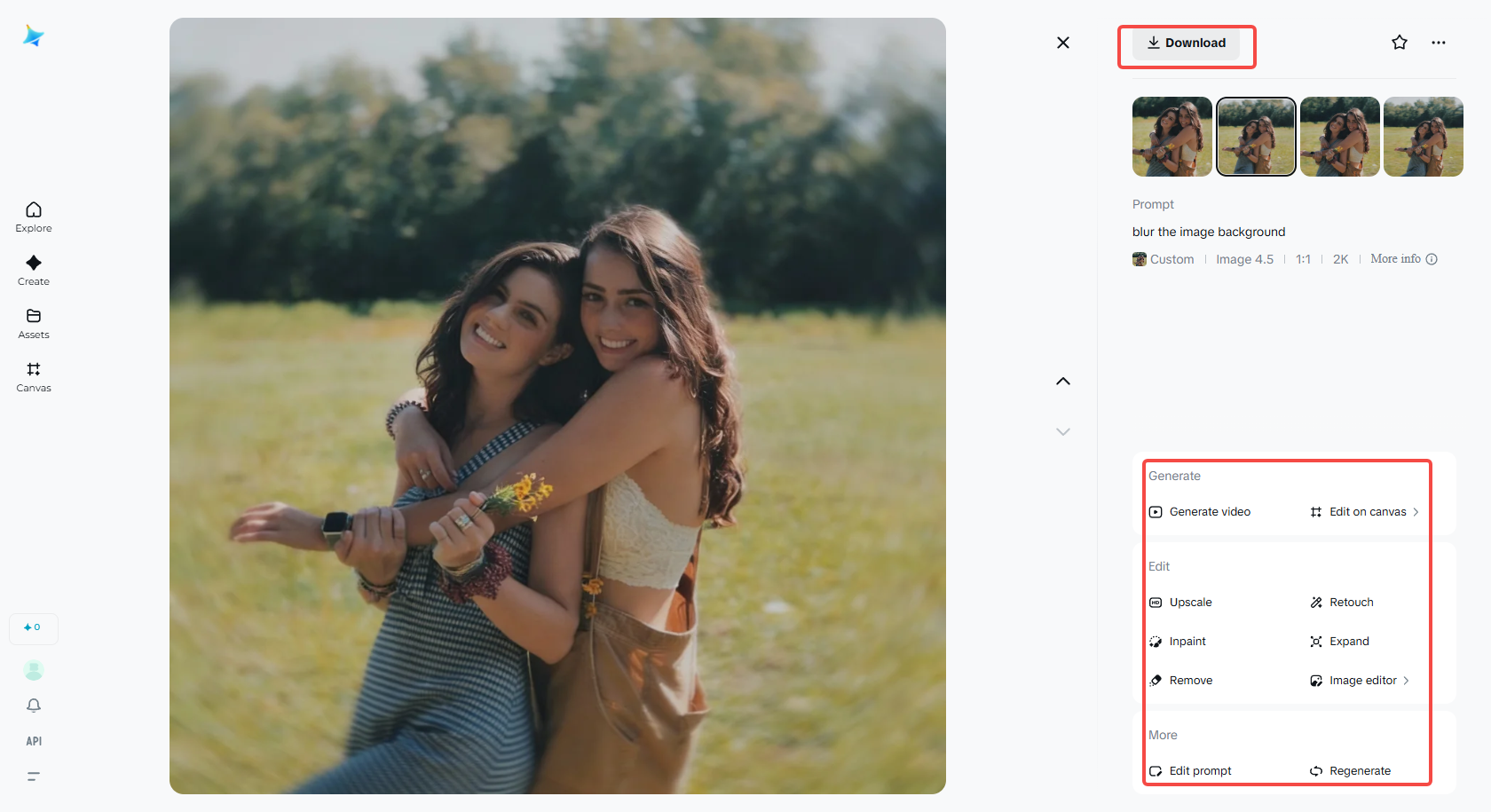 Download the generated blurred background image