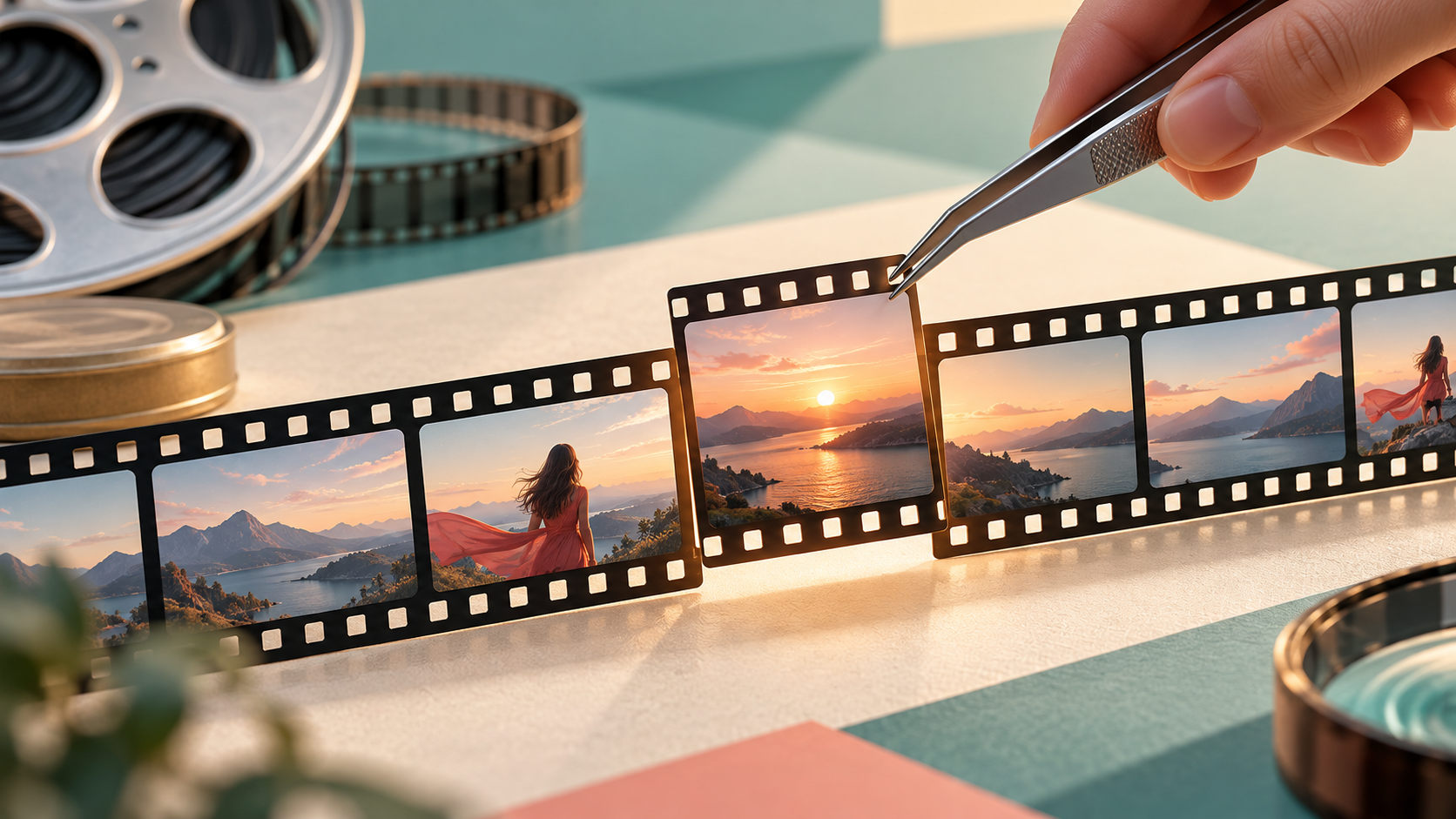 One frame being replaced in a physical film strip