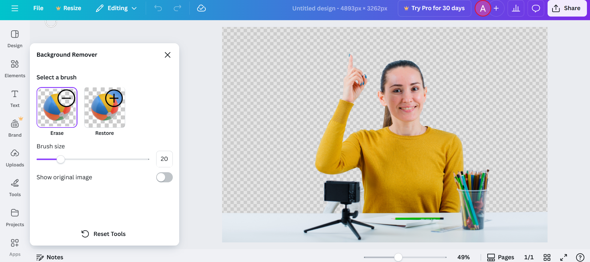 Canva's background remover