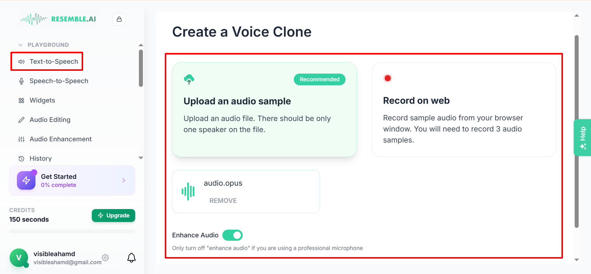 Vytvoření hlasového klonu na Resemble AI