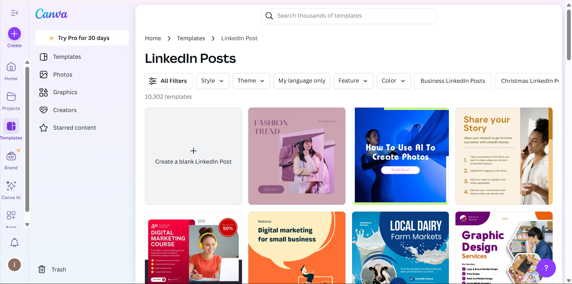 Canva - the best tool to get templates for LinkedIn