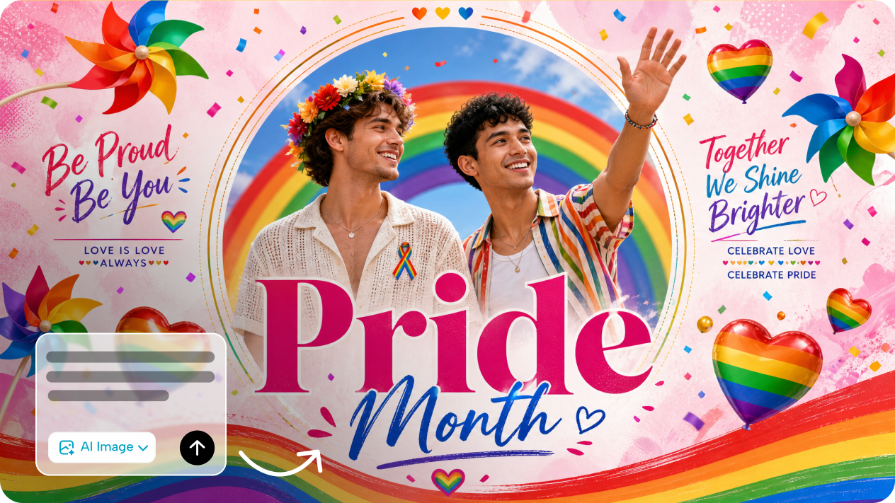Generate original Pride poster art from a text prompt