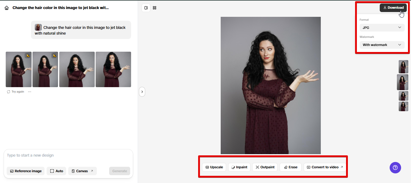 Exporting image from Pippit