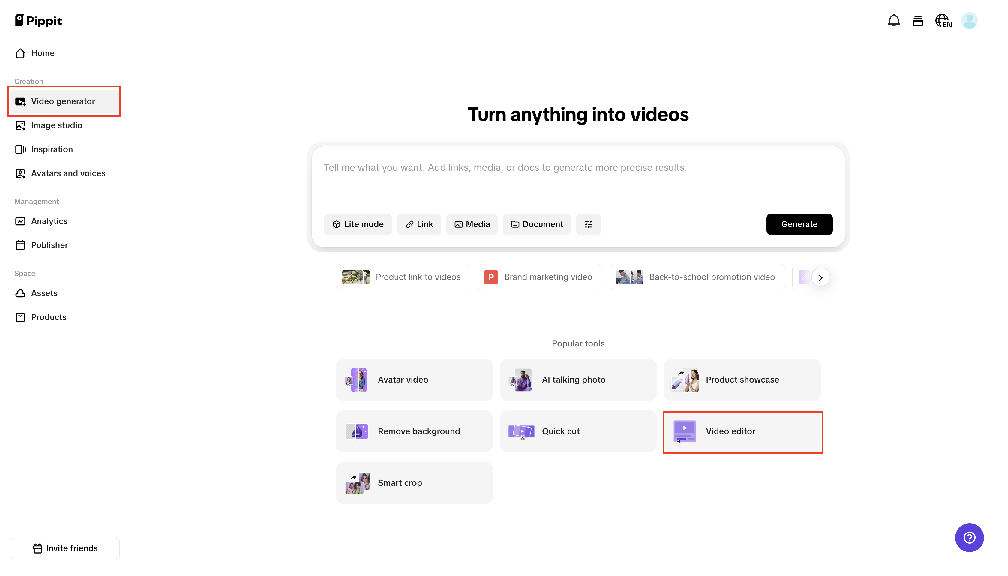 Start the video editor