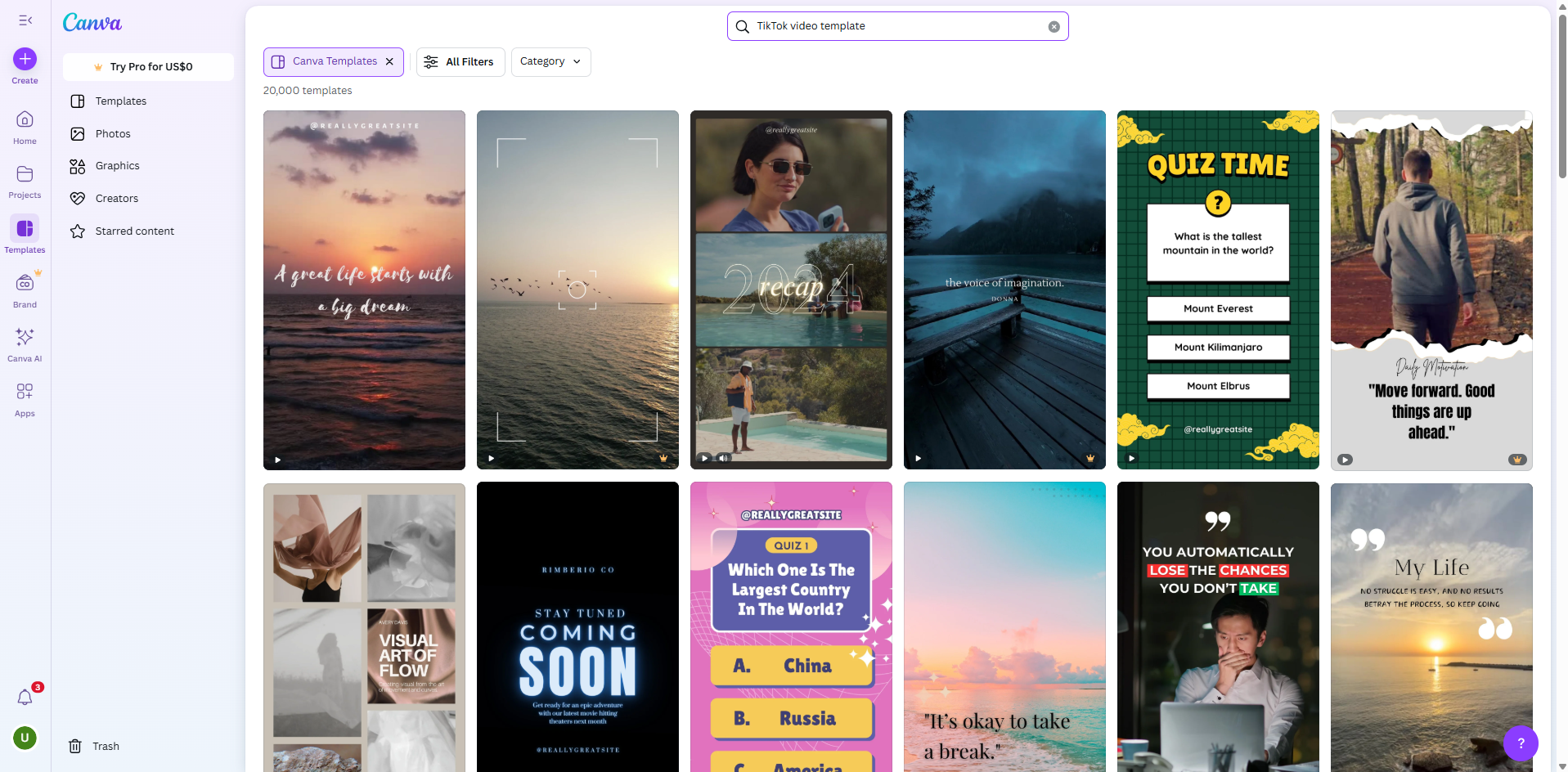 Canva TikTok video template with creative transitions