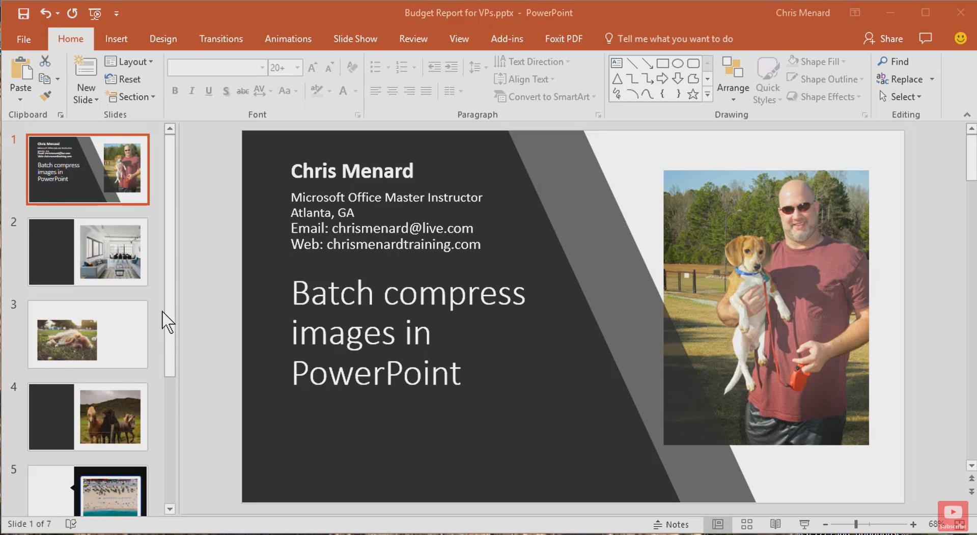 Clicking on any image in PowerPoint
