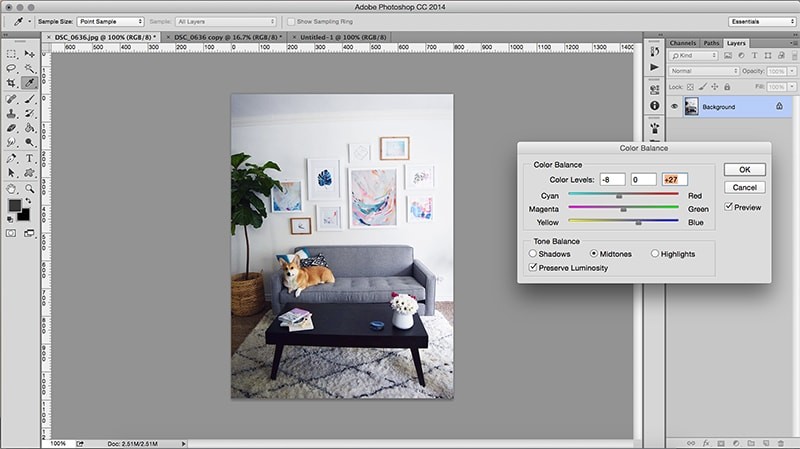 Correct the color and sharpen the image in Photoshop