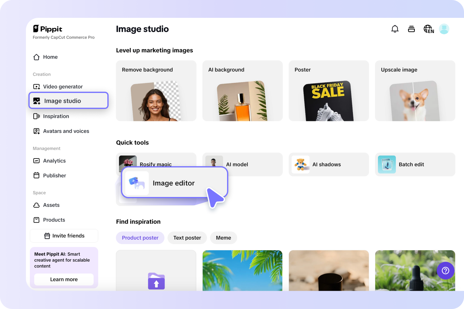 Go to the Image editor