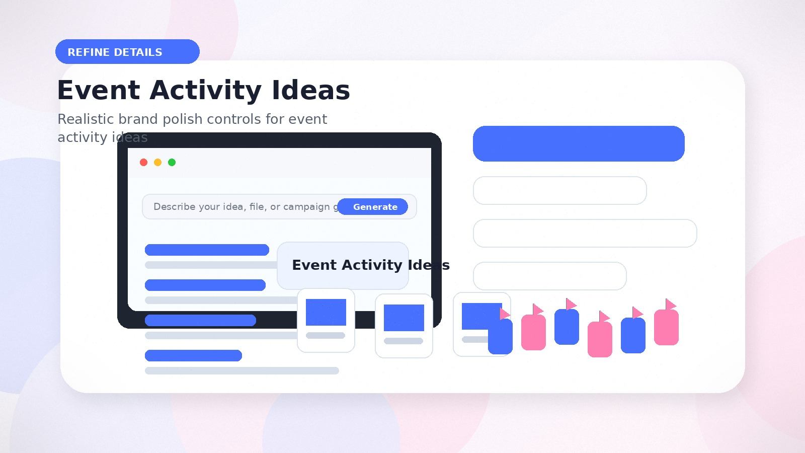 Event Activity Ideas realistic refine details visual for event activity ideas