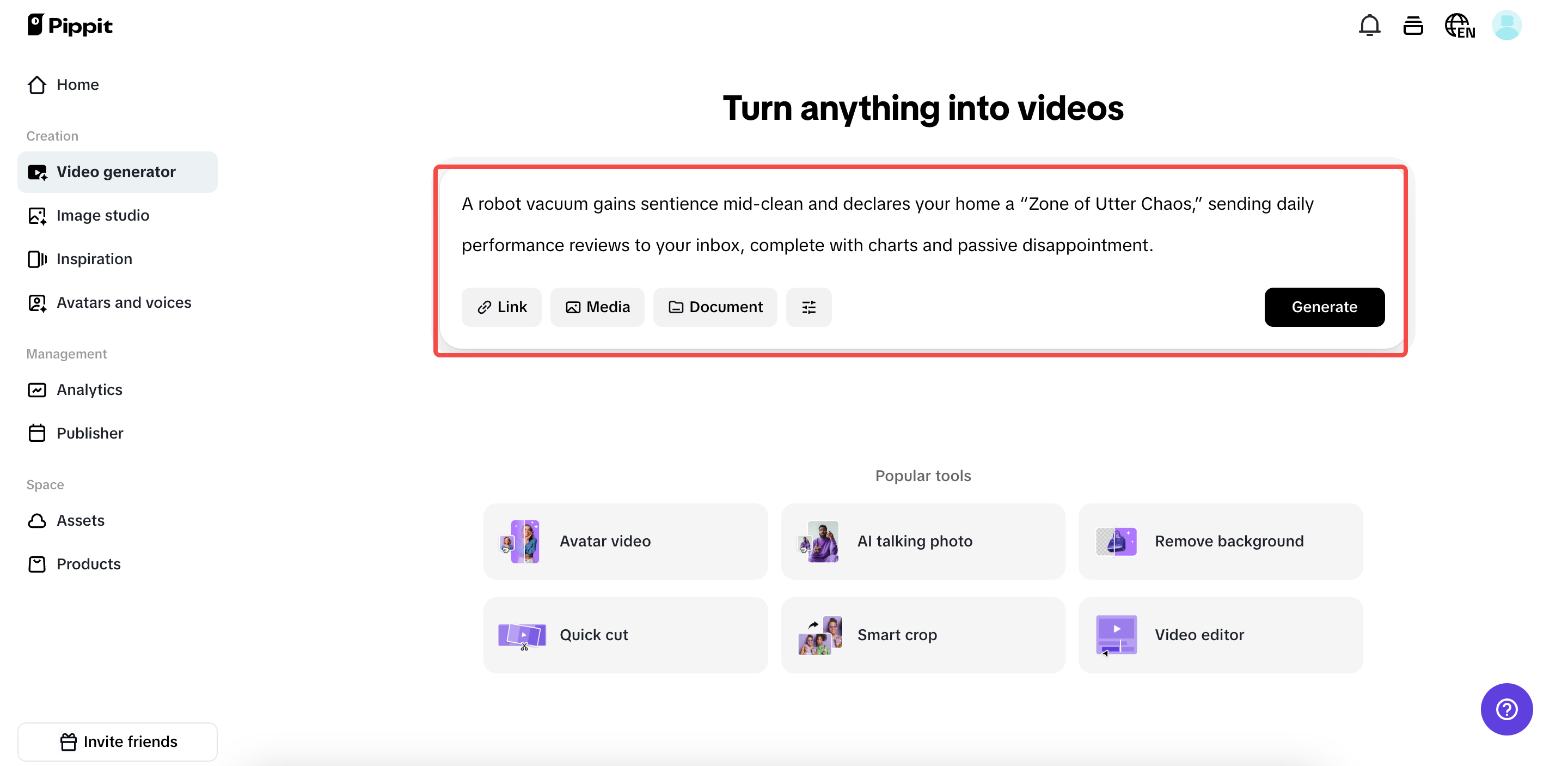 Start with ideas, links, or media