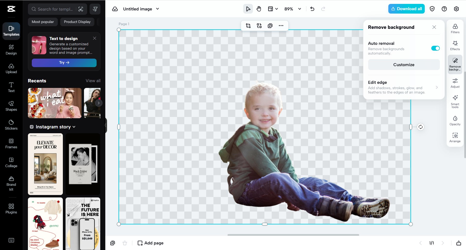 Інтерфейс CapCut Web