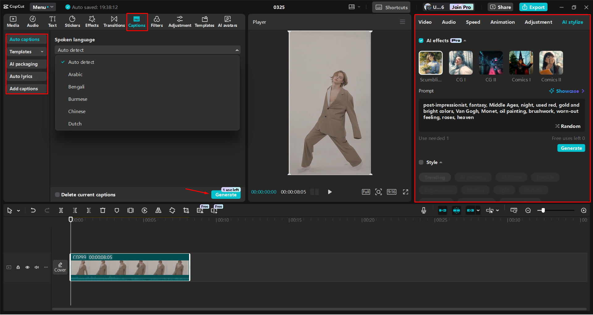 Úprava a vylepšení videa v editoru videa CapCut