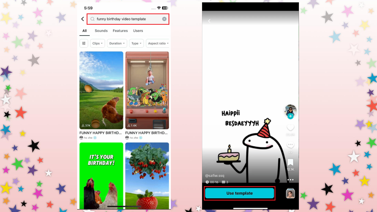 Go to Templates and search for birthday templates