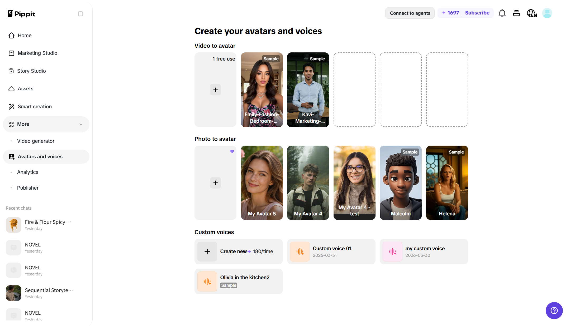 Access Avatars and voices