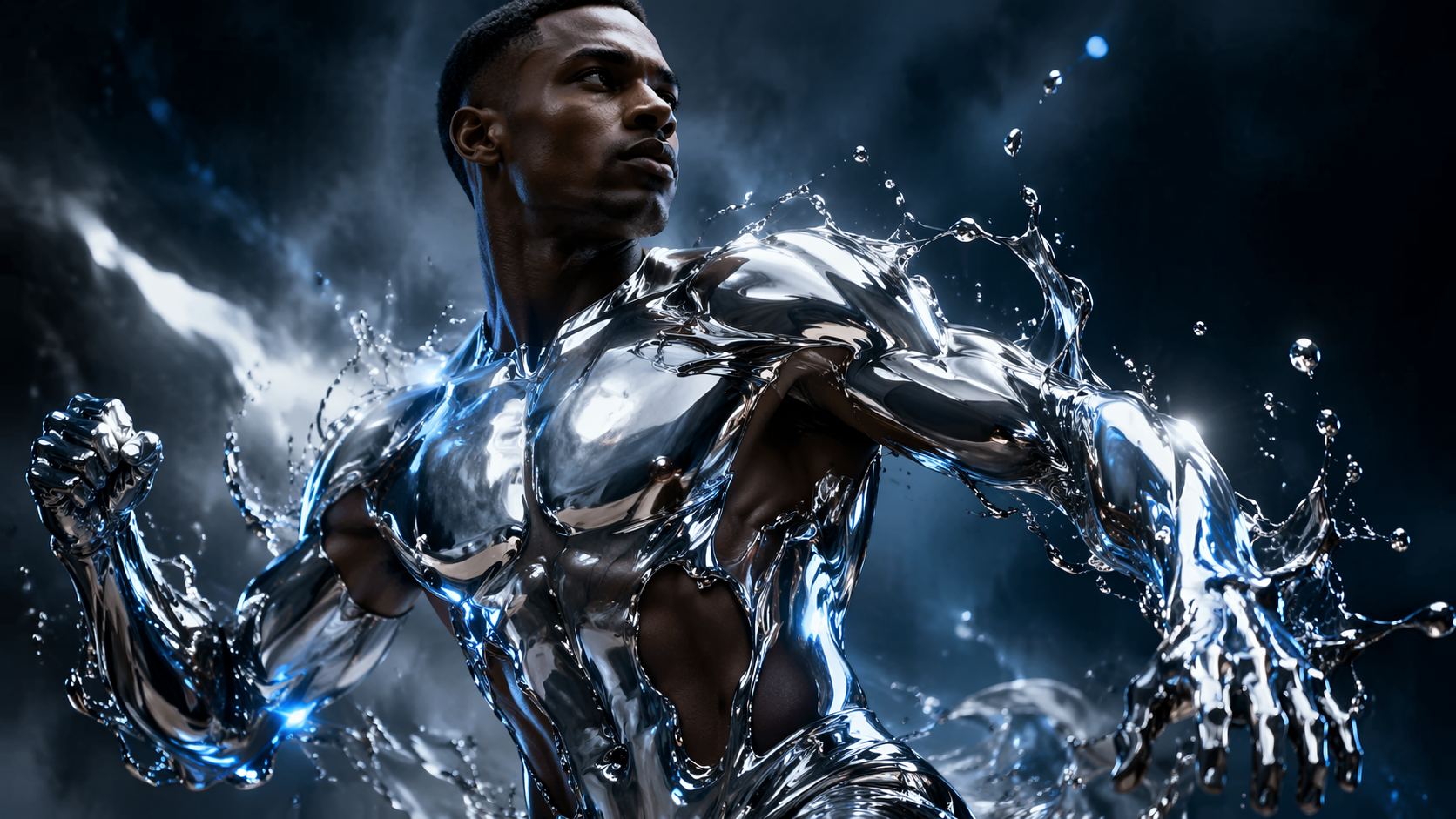 Dreamina AI liquid metal filter prompt example 5: Abstract Chrome Surface