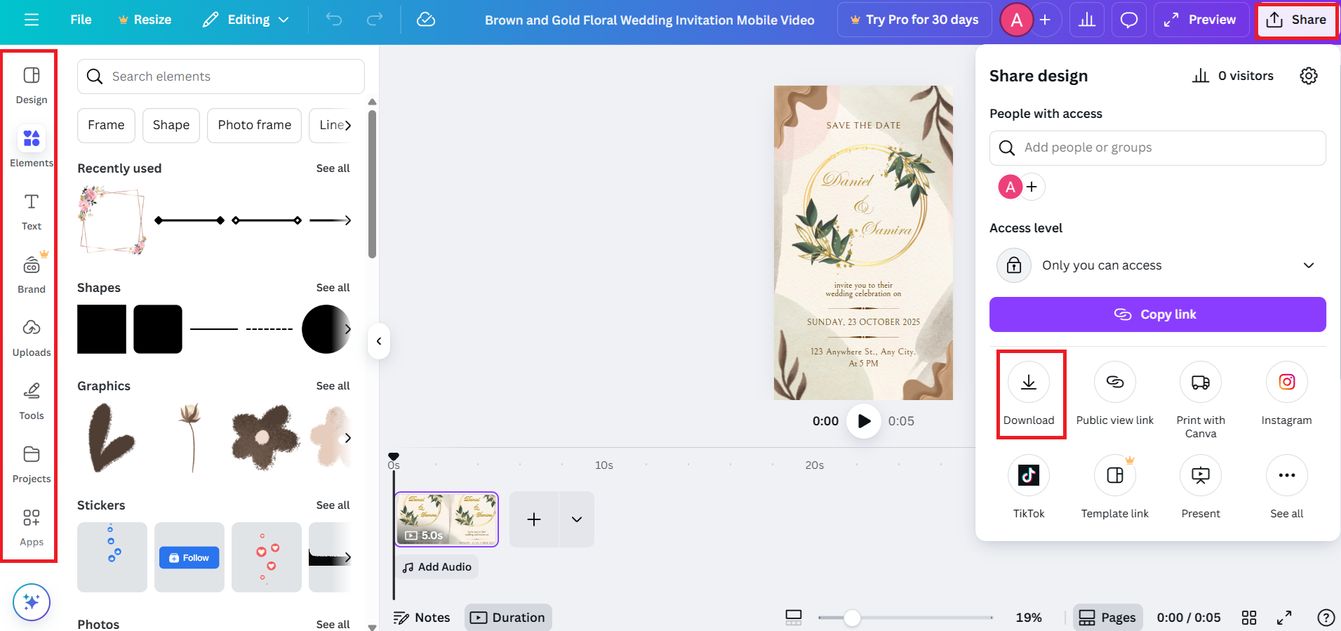 Edit and download