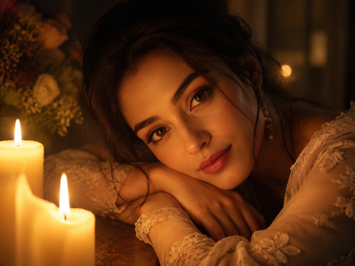Dreamina candlelight eyes AI photo editing prompts prompt example 2