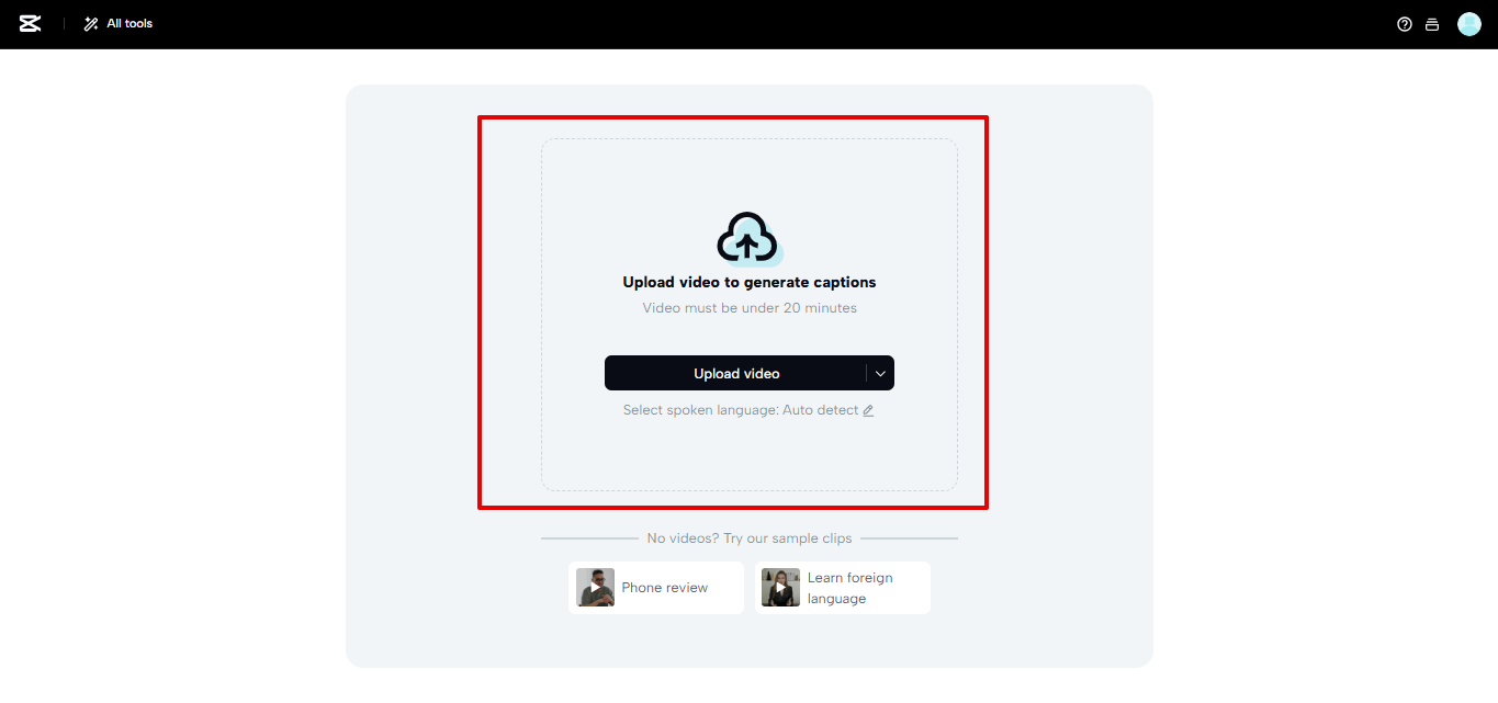 Uploading video to CapCut Web