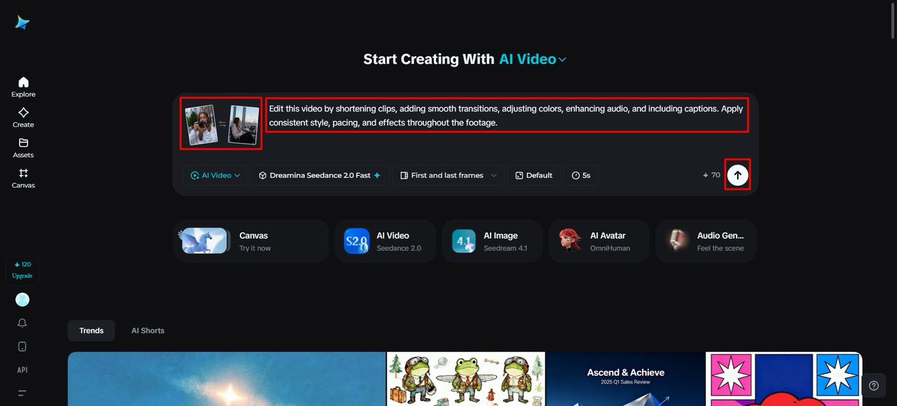 Introduceți promptul și selectați modelul