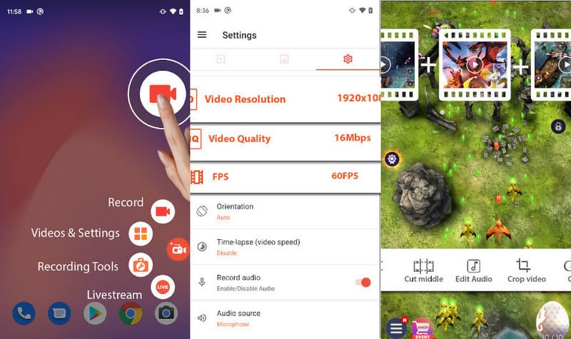 Pokazuje, jak korzystać z AZ Screen Recorder na telefonie komórkowym
