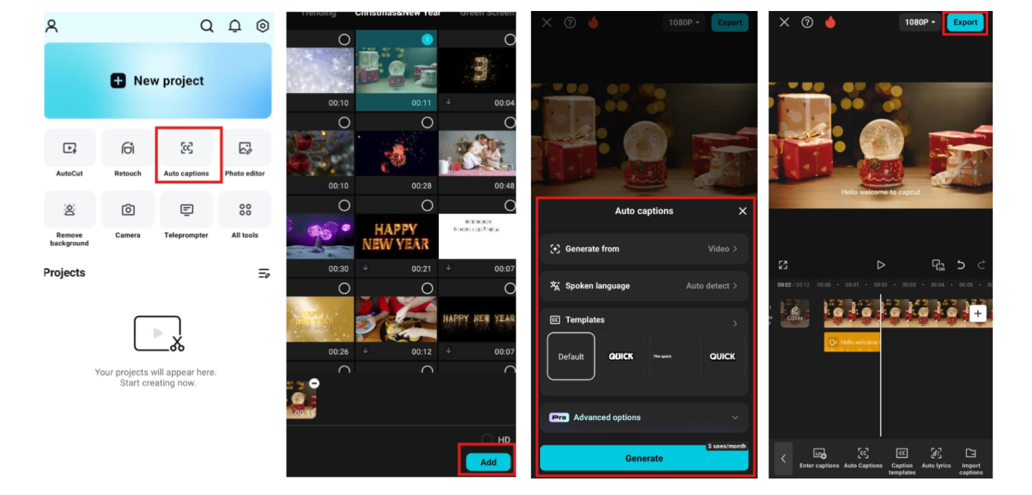 CapCut 모바일 앱에서 자막 추가 가이드