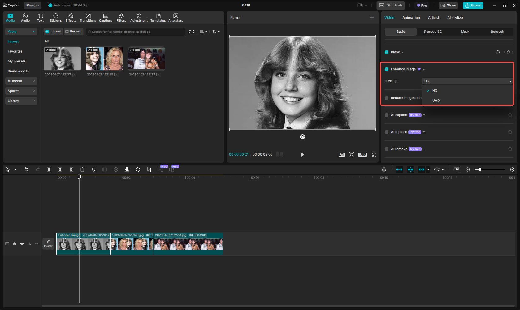 Enhance funeral slideshow quality