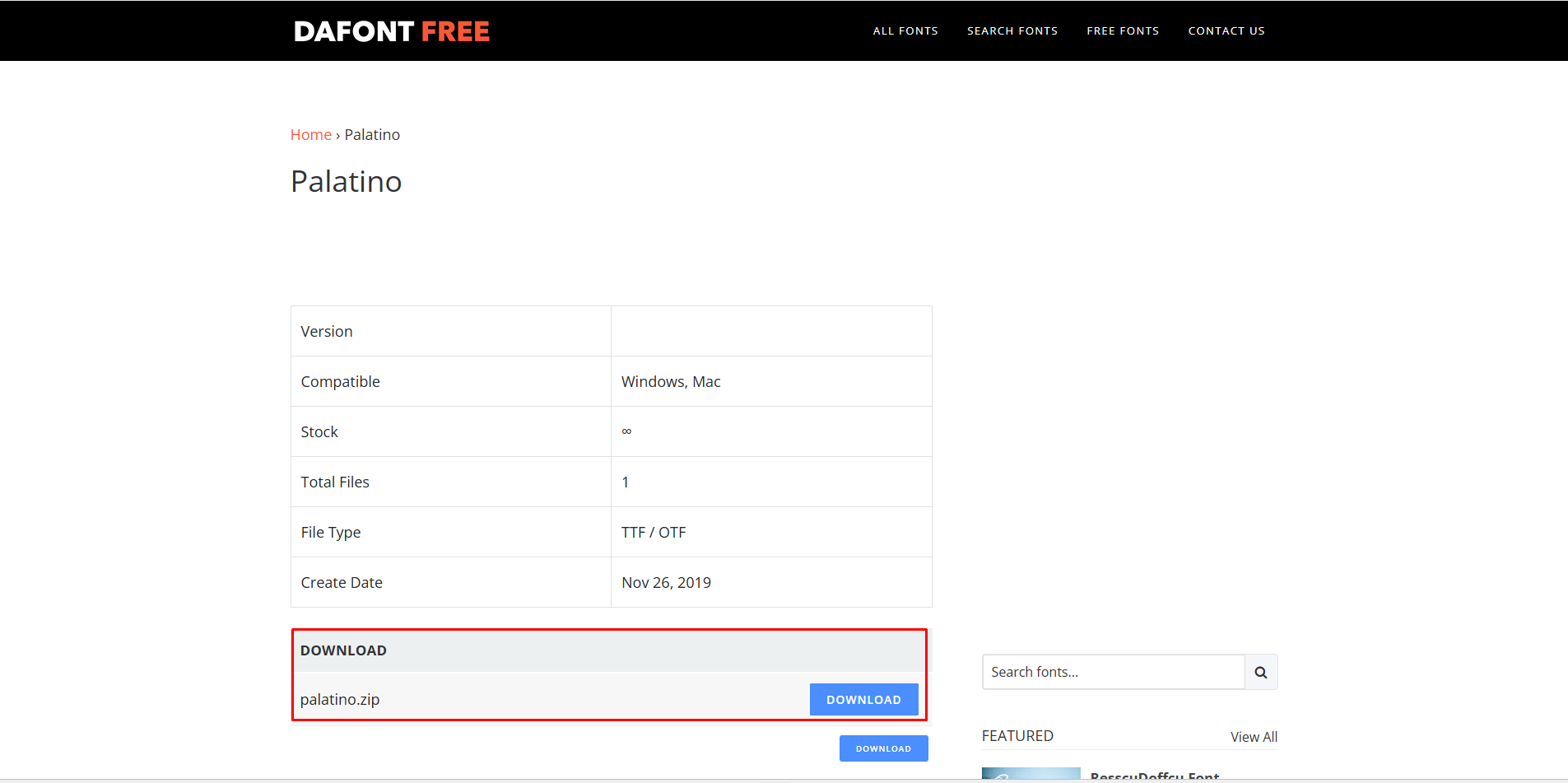 Showing how to get Palatino font from DaFont Free