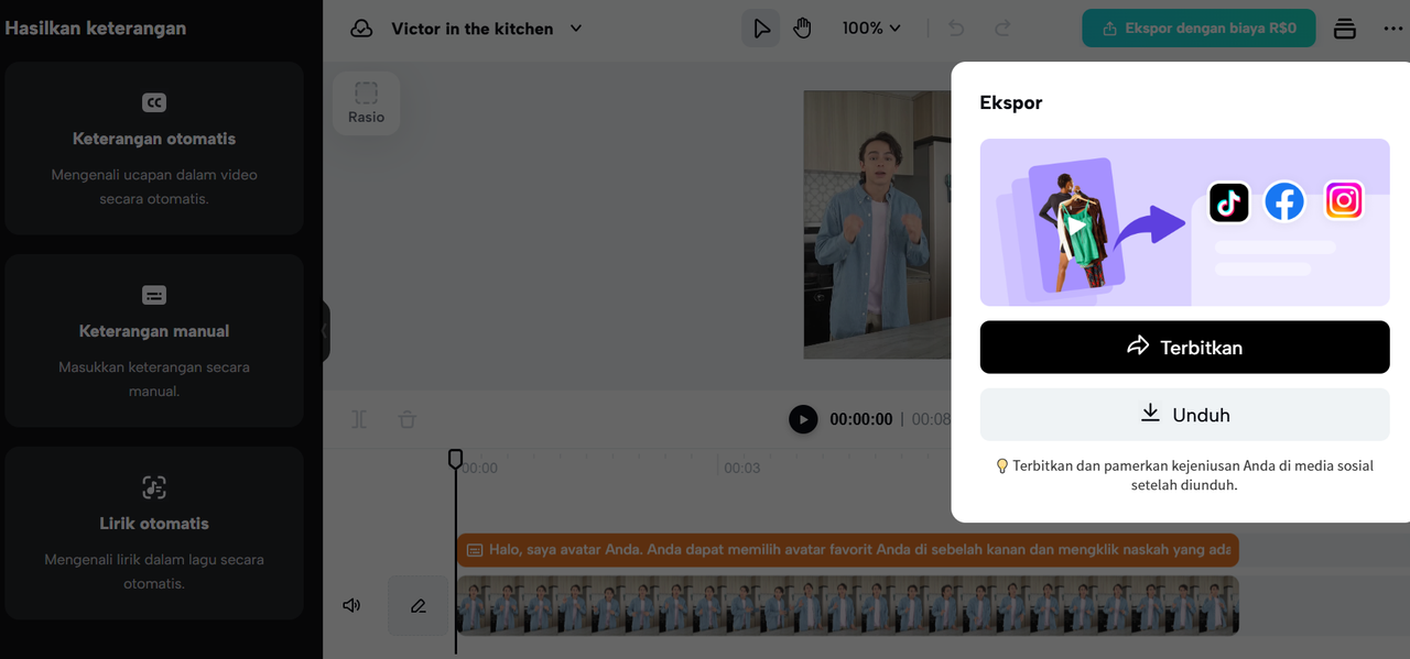 Ekspor avatar dalam resolusi tinggi