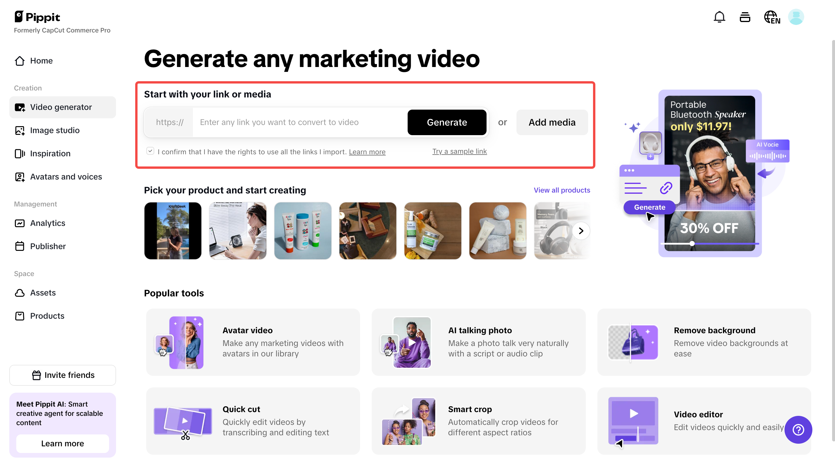 Navigate to the video generator