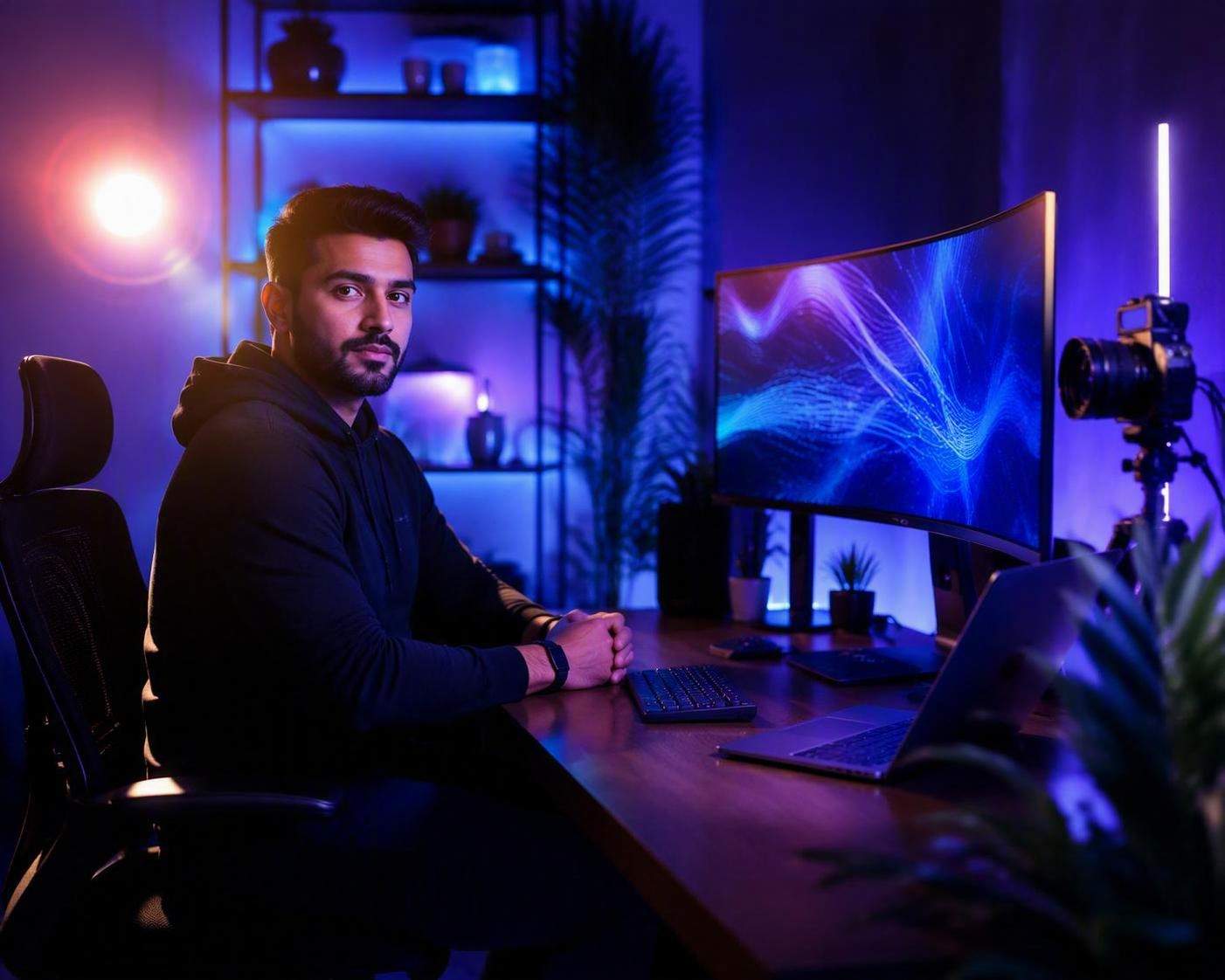 Futurystyczny portret twórcy inspirowany trendem Ishan Tech Zone
