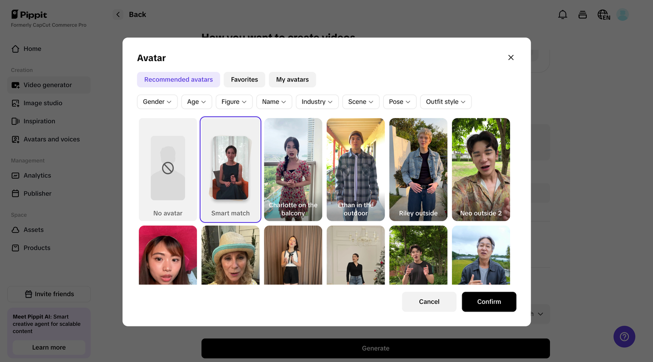 Select your AI influencer