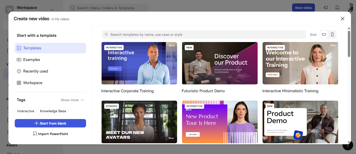 Choose a video template or start from scratch