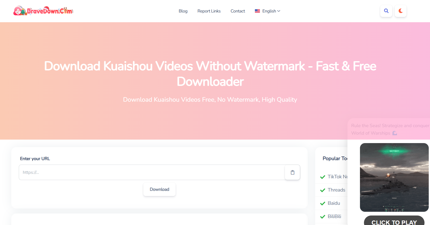 BraveDown - one of the most effective Kuaishou video downloaders