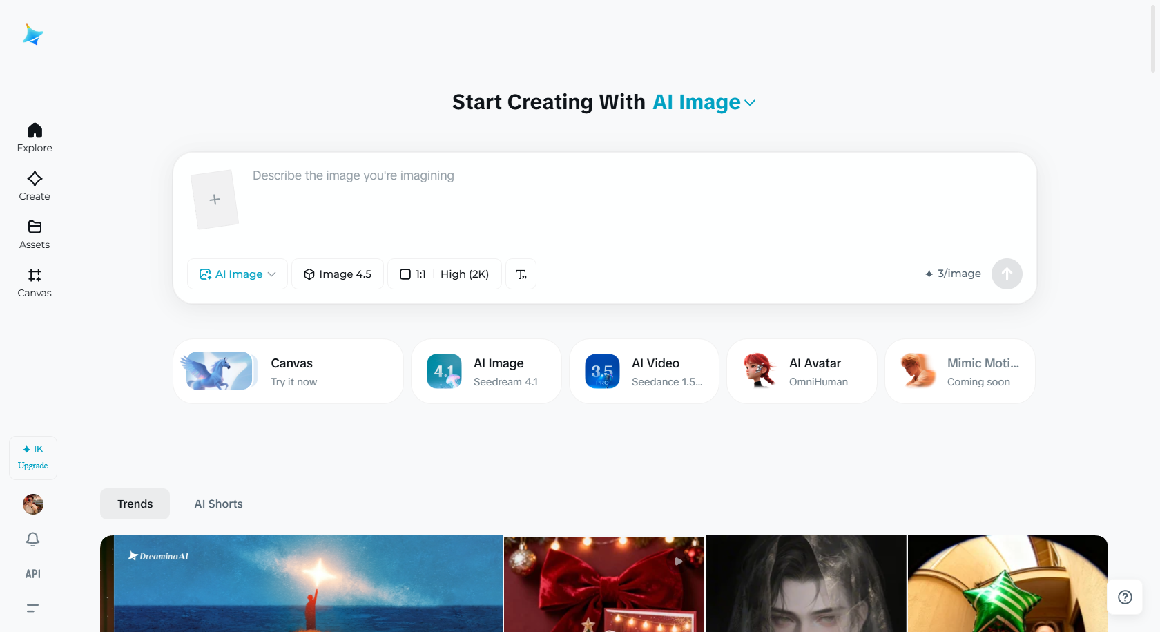 Giao diện Dreamina