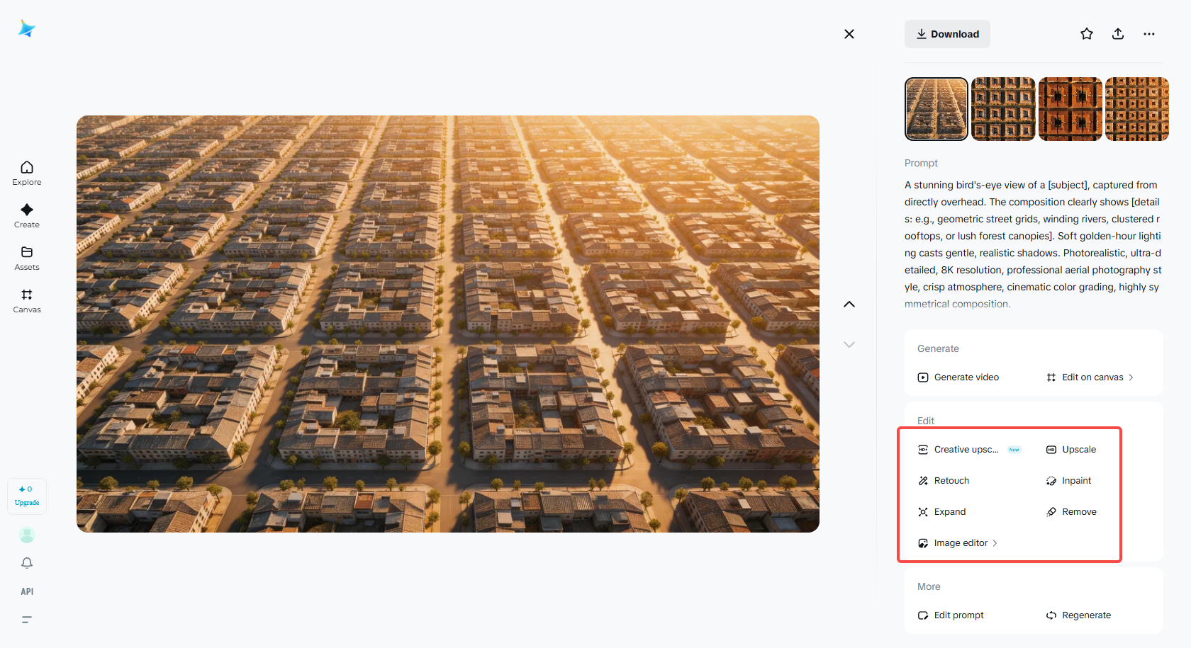 Perhalusi dengan alat penyuntingan Dreamina