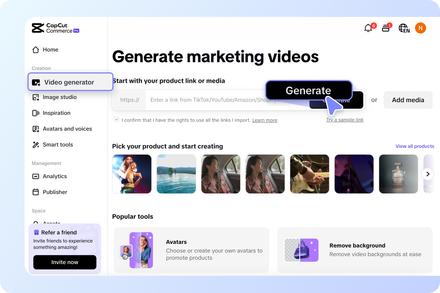 Open the video generator