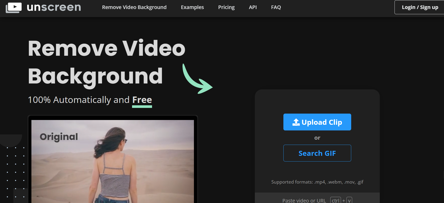 Unscreen's homepage