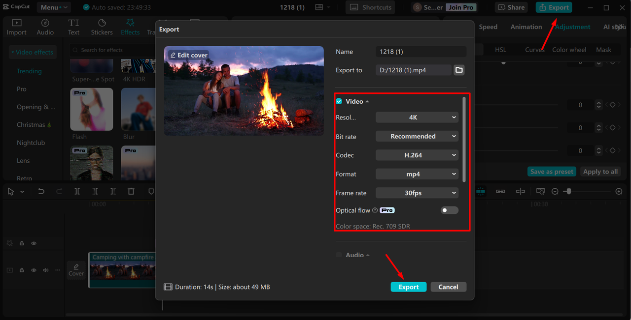 ส่งออกวิดีโอ 4K จากโปรแกรมแก้ไขวิดีโอเดสก์ท็อปCapCut