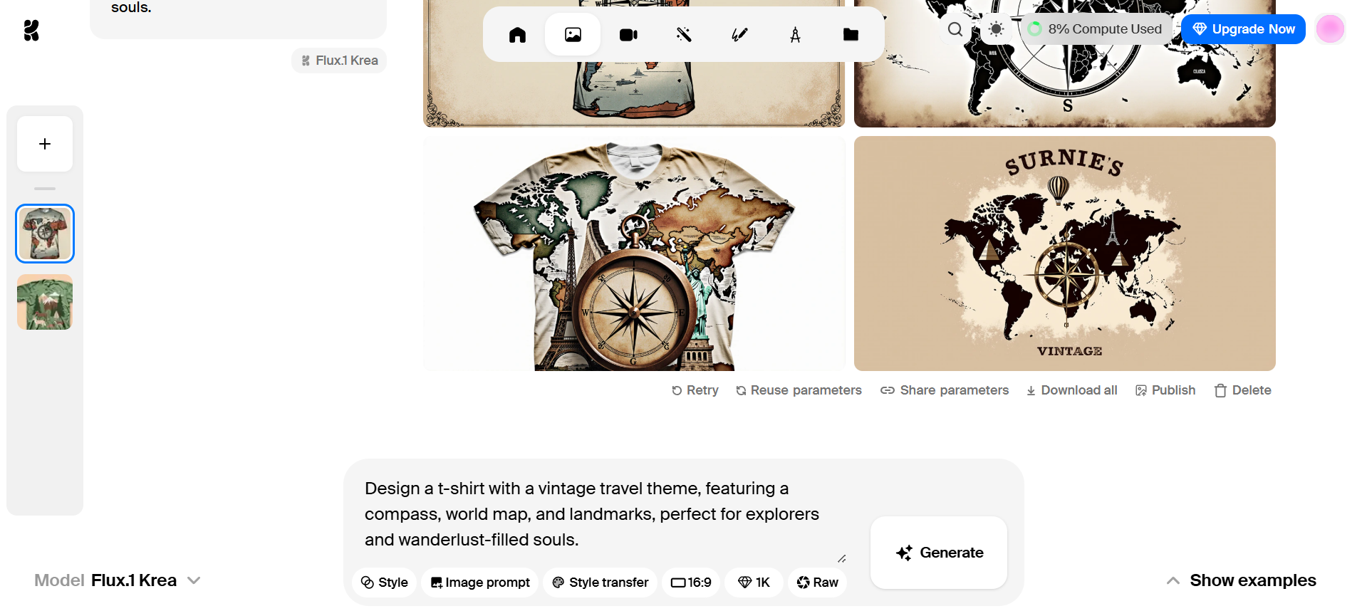 Krea AI shirt design generator