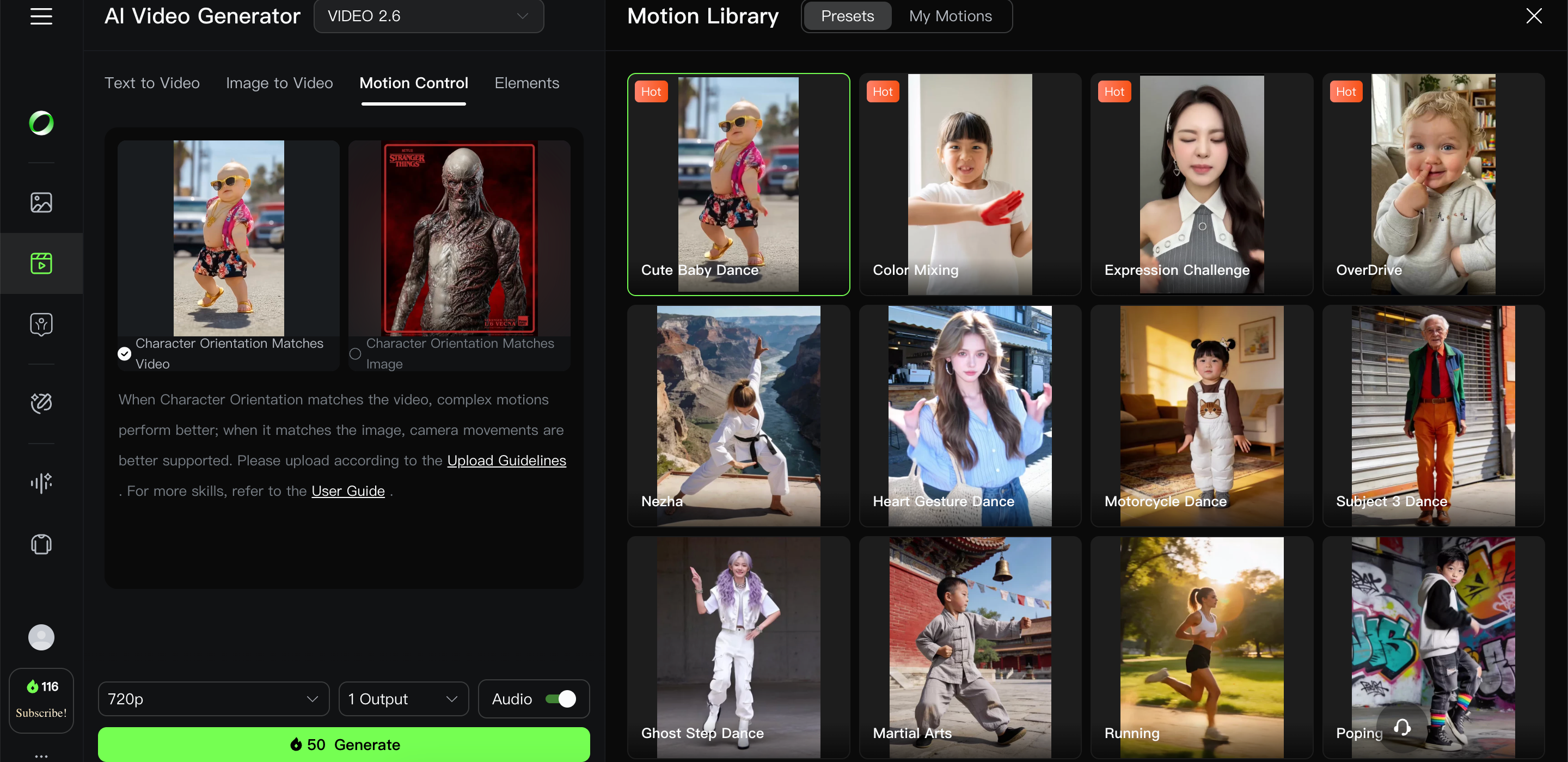 Using Kling Motion to create motion control video