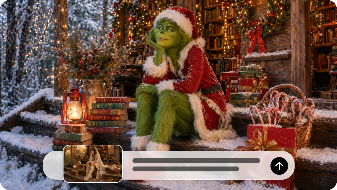 A before and after image showing a lady with the Grinch filter applied