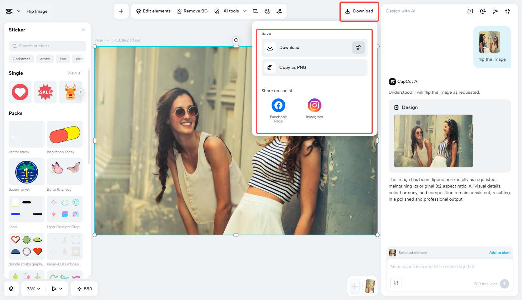 Download your flipped image